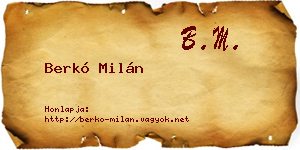 Berkó Milán névjegykártya